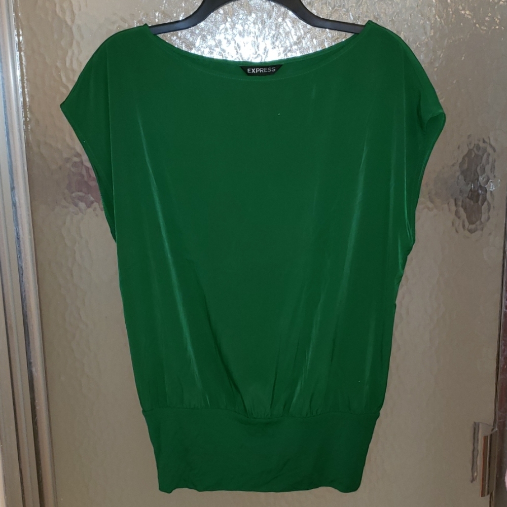 Express Green Silky Dress Top, Size Small